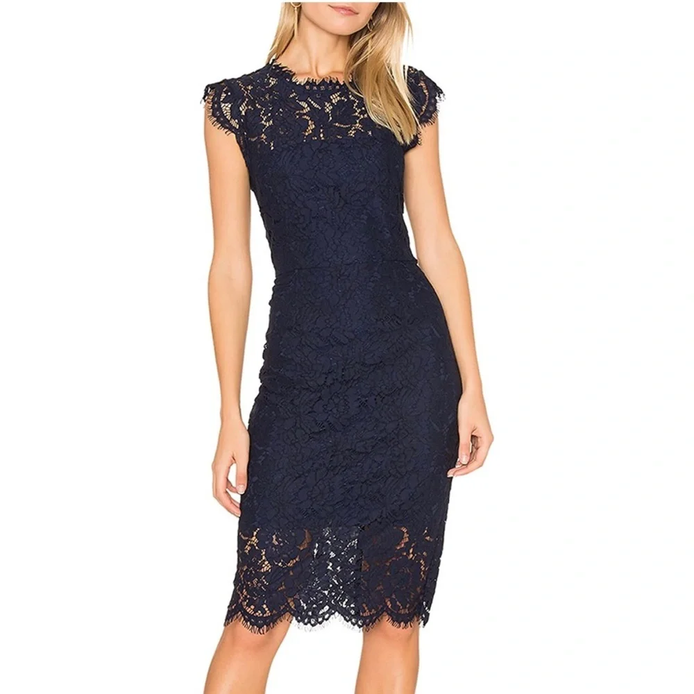 Women's Sleeveless Lace Floral Dress Crew Neck - Picture 13 of 16